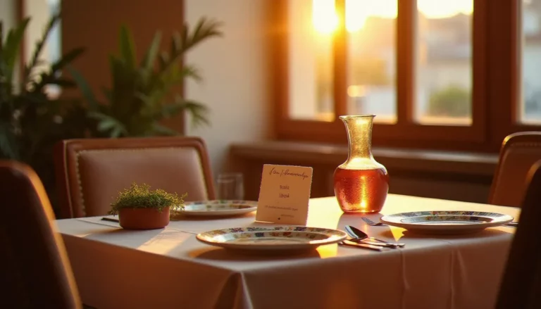 Table dressée dans la salle du restaurant Carnet Gourmand à Marseille avec une carte manuscrite, illustrant l'offre chaleureuse du restaurant