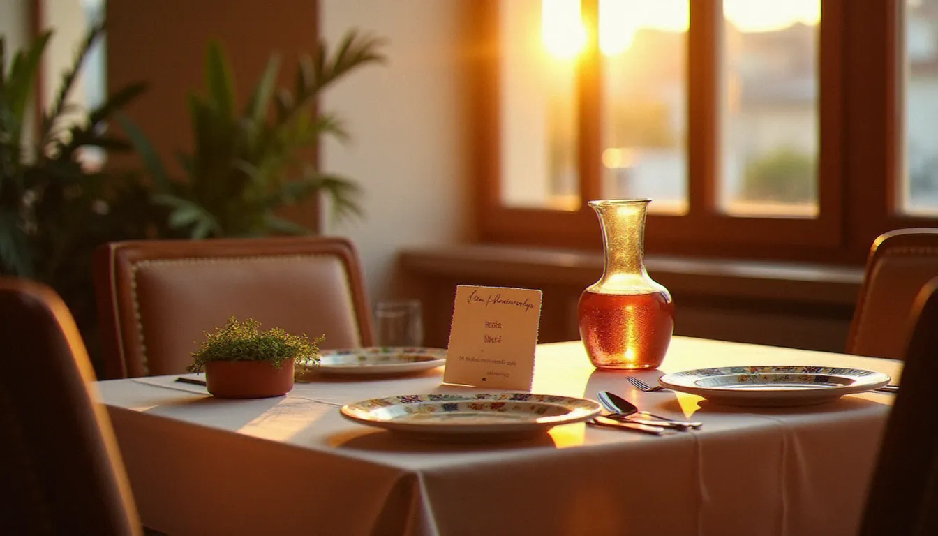 Table dressée dans la salle du restaurant Carnet Gourmand à Marseille avec une carte manuscrite, illustrant l'offre chaleureuse du restaurant